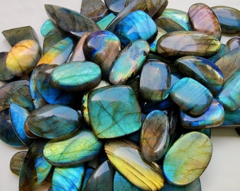 Pierre précieuse de labradorite flashy, pierre précieuse de cabochon de labradorite naturelle, labradorite multi-feu, lot de pierres précieuses de labradorite multi-feux