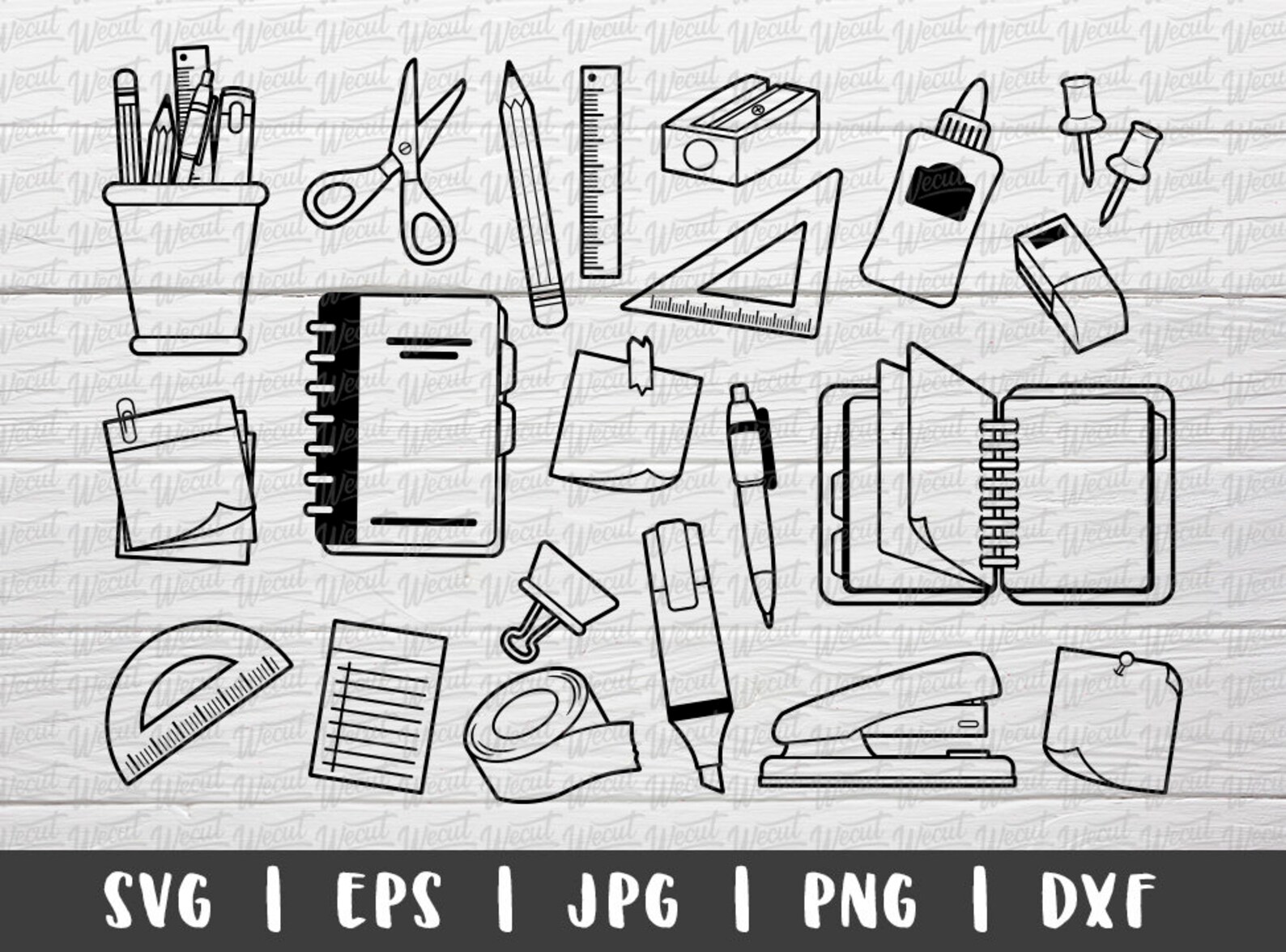Cute School Supplies SVG Files for Cricut Projects / Office Etsy