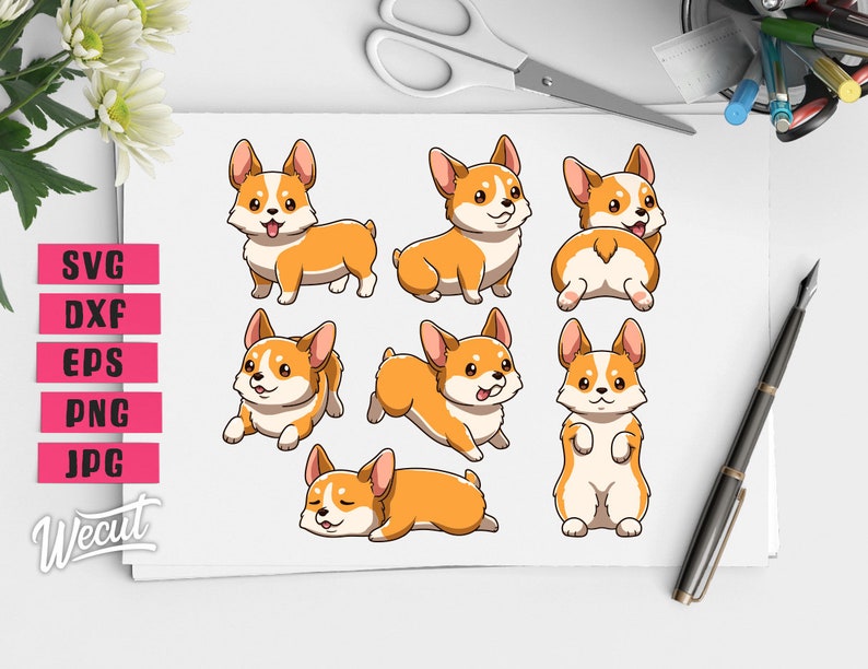 Download Cute Corgi SVG Files for Cricut / Corgi Clipart Bundle ...