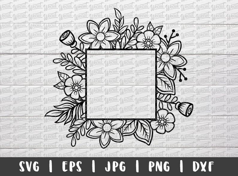 Square Flower Frame SVG files for Cricut / Rose svg ...
