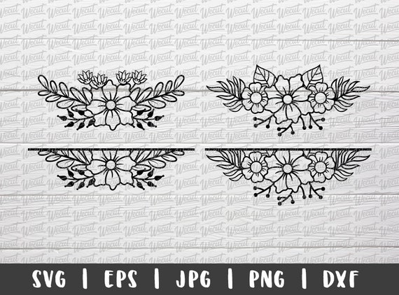 Download Flower Border SVG files for Cricut / Split Flower Wreath ...