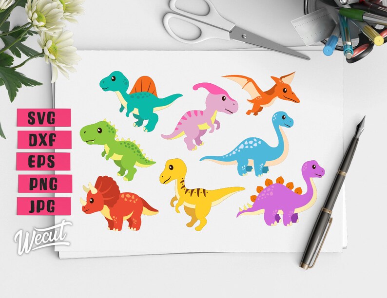 Download Cute Dinosaur SVG Files for Cricut / Baby Dinosaur Clipart ...