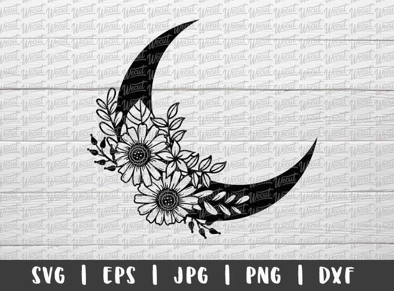 Download Floral Moon SVG files for Cricut / Sunflower svg / Wreath ...