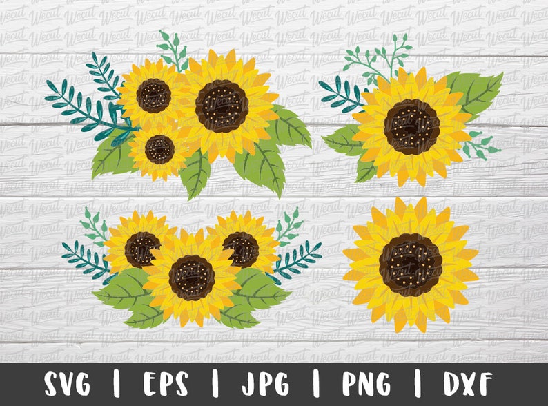 Download Sunflower Bouquet SVG files for Cricut / Sunflower Clipart ...