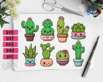 Kawaii cactus planner stickers A107