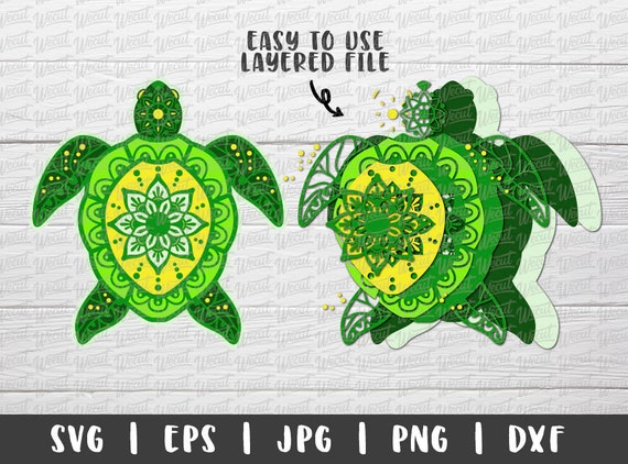 Download 3d Layered Mandala Sea Turtle Svg Files For Cricut Turtle Etsy