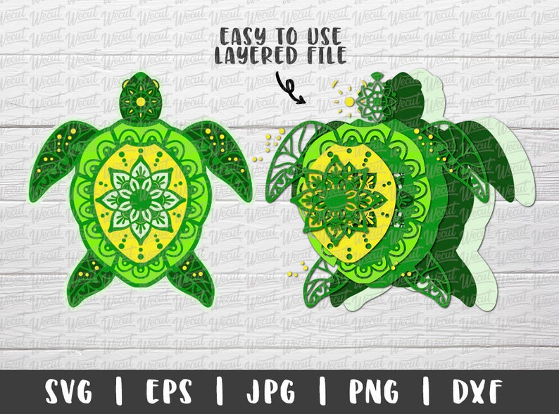 Download 3D Layered Mandala Sea Turtle SVG Files for Cricut / Turtle | Etsy