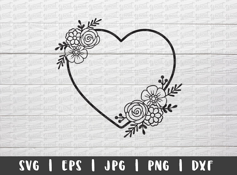 Download Heart Flower Frame SVG files for Cricut / Rose svg / Wreath | Etsy