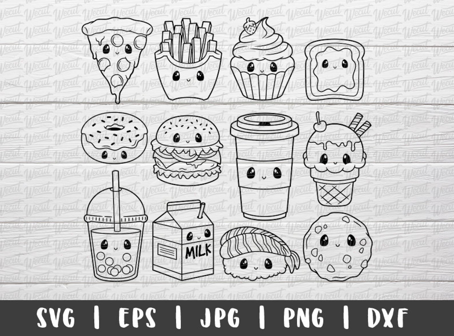 Cute Food SVG Files for Cricut Projects / Food Clipart / Food | Etsy