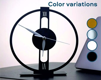Stylish Metal Silent Desk Clock, 9.8 Inches (25 cm), Original clock for gift