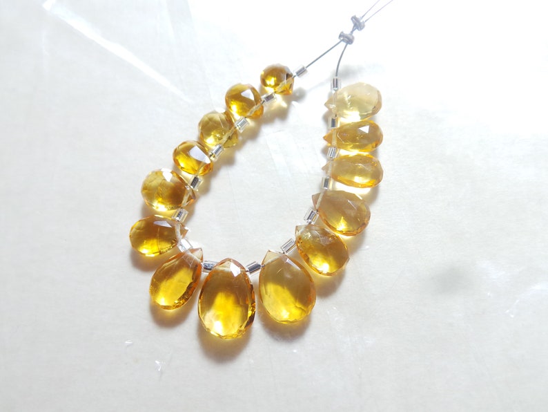 Citrine For Jewelry Making Loose Gemstone. 14 Pieces Natural Citrine Faceted Pear Shape Briolletes Gemstone Size -10.5x7.5-7x5 MM Approx