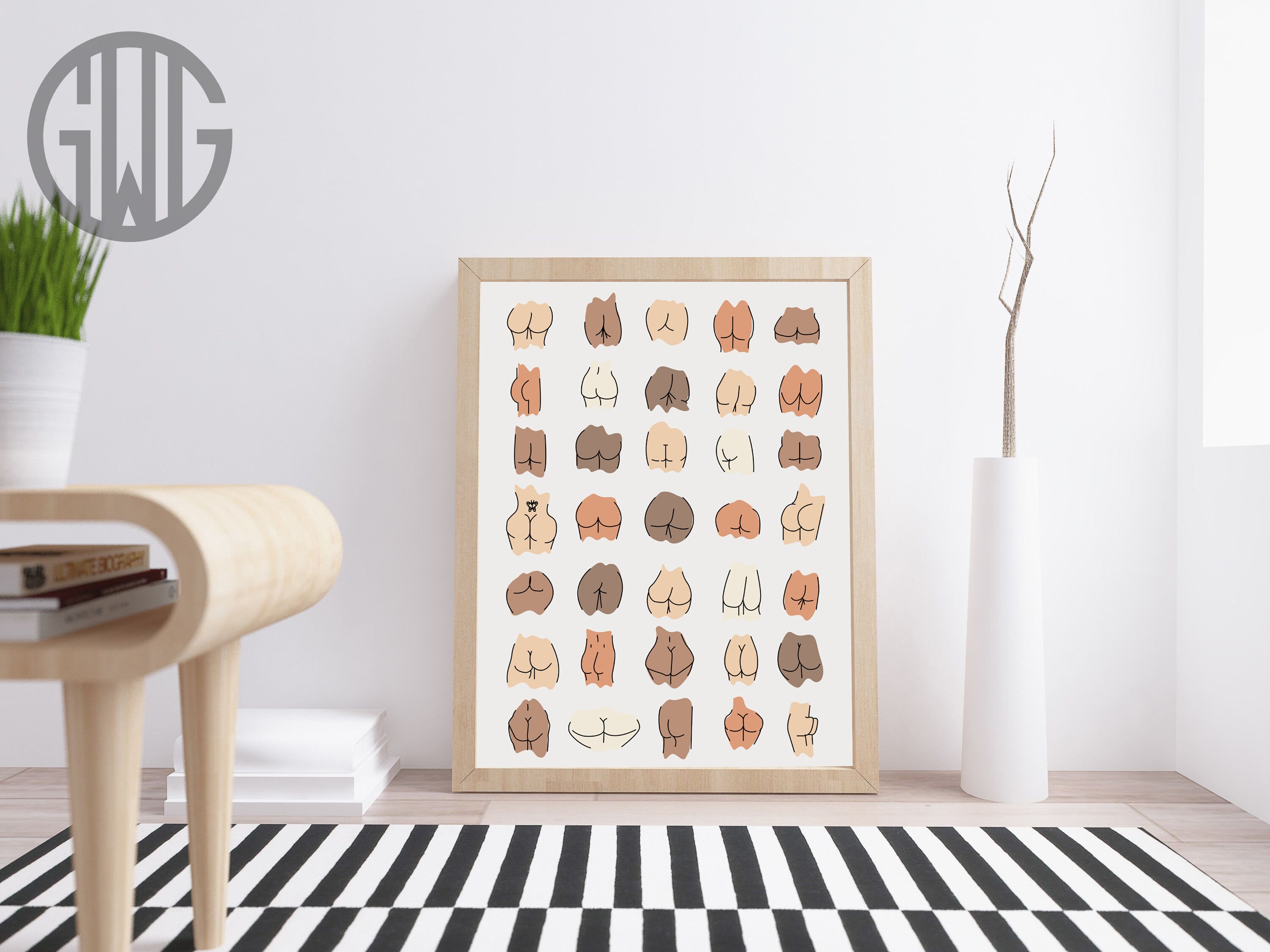 Nice Bum Body Positive  Print.colorful all skin all races,Quirky Art …