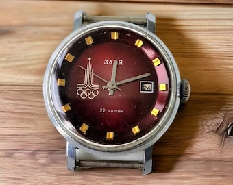 Sowjetunion original Mechanische UdSSR Herren Uhr ZARIA Olympia 19 Juwelen