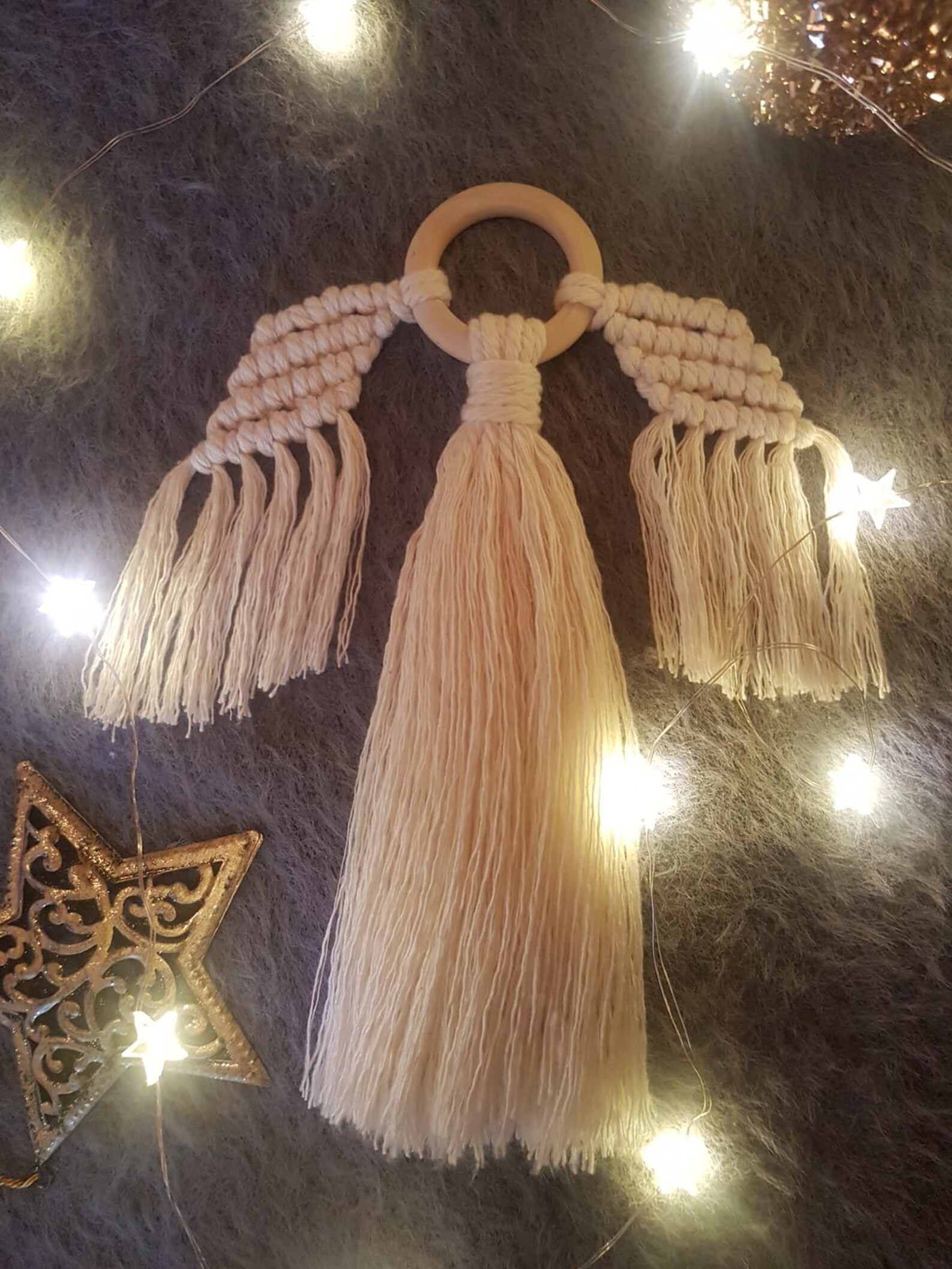 Macrame Christmas Angel. Handmade Decoration. 100 Natural. Etsy