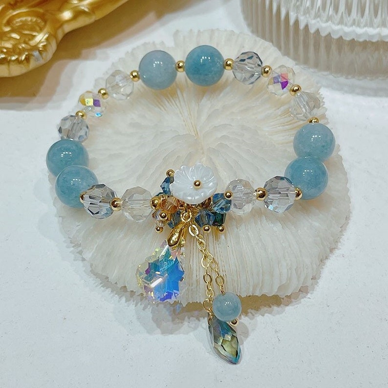 Blue Bead Bracelet Jade Good Luck Jewelry Birthday Gift for - Etsy