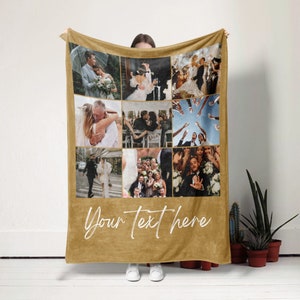 Custom Photo Blanket Collage, Personalized Picture Blanket With Text, Family Blanket, Memorial Blanket, Best Friend Gift, Anniversary Gift