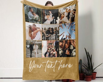 Custom Photo Blanket Collage, Personalized Picture Blanket With Text, Family Blanket, Memorial Blanket, Best Friend Gift, Anniversary Gift