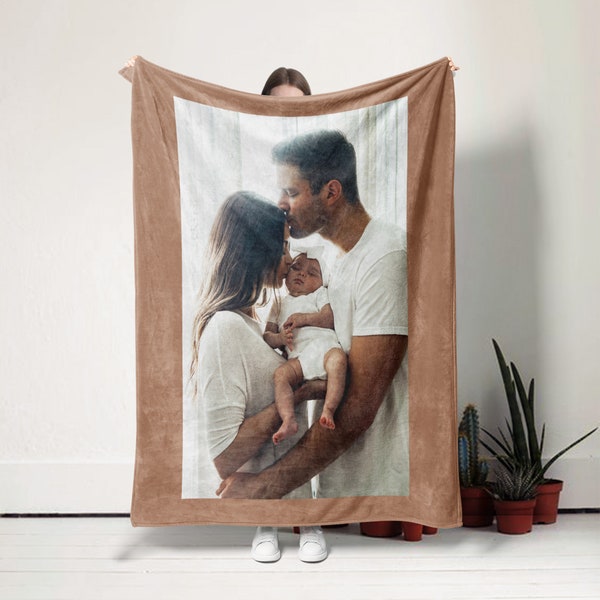 Custom Photo Blanket Collage, Personalized Picture Blanket, Family Photo Blanket Memorial Blanket Blanket with Photos, 1st Father's Day Gift