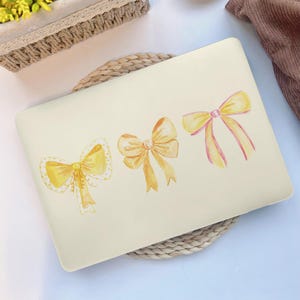 Yellow Cute Bow Hard Protective Macbook Case Laptop Cover for MacBook Air 15/13 Inch M3 M2 M1, MacBook Pro 13/14/16 inch 2020-2024