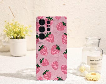 Coque de téléphone Samsung fraises roses Coque de téléphone Samsung Galaxy S25 S24 S23 S22 Plus Ultra Galaxy S Coque de téléphone Galaxy A Coque de téléphone