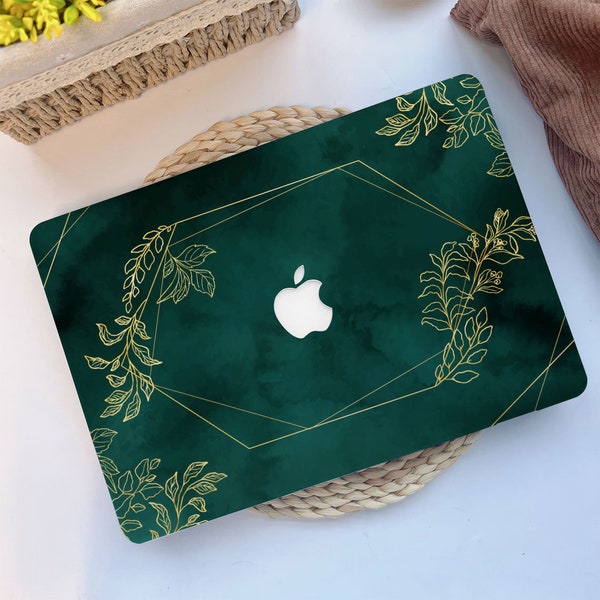 Grüne Blumen Retro MacBook Hülle für MacBook Air 2020 Case, MacBook Air 13, 11 Zoll, MacBook Pro 13/15/16 Zoll, Retina Air MacBook 2021