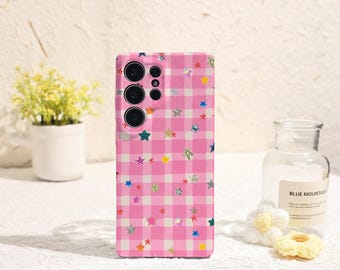 Pink Stars Phone Case for Samsung Galaxy S26 S25 S24 S23 S22 Plus Ultra Protective Cover for Samsung Galaxy S23FE S24FE Galaxy Phone Case