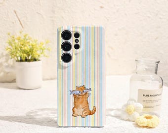 kitty Stripe Art Samsung Phone Case Phone Case for Samsung Galaxy S25 S24 S23 S22 Plus Ultra Galaxy S Phone Case Galaxy A Phone Case