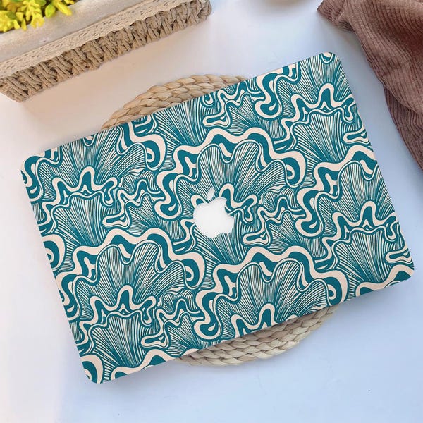 Abstract Curved Coral Hard Laptop Case for MacBook Air 11 Air 13/15 M1/M2, MacBook Pro 13/14/16, Air 13 A3240 Air 15 A3241 MacBook 2024 2025