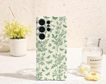 Green Butterfly Plant Samsung Phone Case Phone Case for Samsung Galaxy S25 S24 S23 S22 Plus Ultra Galaxy S Phone Case Galaxy A Phone Case