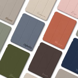 Personligt minimalistiskt enfärgat iPad-skal med pennhållare för 2024 Air 6 7 8 11" 13" iPad Pro 11" 12.9" iPad 11/10/9/8 iPadCover Min6/7