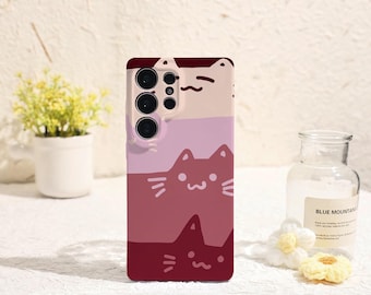 Cute pink cat Phone Case for Samsung Galaxy S26 S25 S24 S23 S22Plus Ultra Protective Cover for Samsung Galaxy S23FE S24FE Galaxy Phone Case