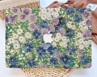 Fleurs peinture à l'huile rigide étui de protection pour macbook housse d'ordinateur portable pour MacBook Air 15/13 pouces M3 M2 M1, MacBook Pro 13/14/16 pouces 2020-2024
