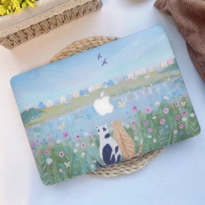 Custodia per Macbook con motivo a gatto tra i fiori per MacBook Air 13 M1/M2, 11 pollici, MacBook Pro 13/14/16 pollici, Air 15 A2941 Retina Air MacBook 2021