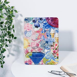 Blue Scrapbook Cartoon iPad Case For iPad 9.7" 10.2" 10.9" 12.9" iPad Air 5 4 3 2 iPad mini 6 5 4 Pro 11 inch iPad 2024 2023 2022 iPad Cover