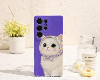 Purple Kitten Samsung Phone Case Phone Case for Samsung Galaxy S25 S24 S23 S22 Plus Ultra Galaxy S Phone Case Galaxy A Phone Case