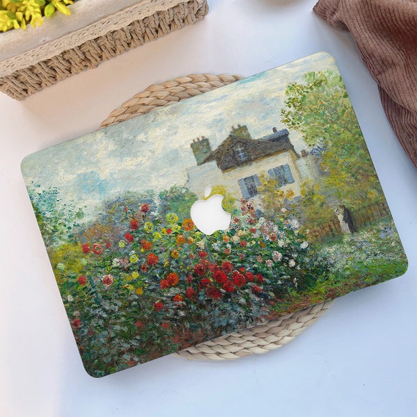 Étui pour Macbook Monet Flower Garden, housse artistique pour ordinateur portable pour MacBook Air 15/13 pouces M3 M2 M1, MacBook Pro 13/14/16 pouces 2024 2023 2022 2021 Retina