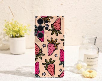 Strawberry Cute Phone Case for Samsung Galaxy S25 S24 S23 S22 Plus Ultra Protective Cover for Samsung Galaxy S23FE S24FE Galaxy Phone Case