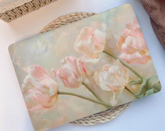 Peinture à l'huile fleur coque Macbook étui rigide Macbook housse d'ordinateur portable pour MacBook Air 15/13 pouces M3 M2 M1 MacBook Pro 13/14/16 pouces 2020-2024