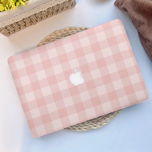 Light Pink Basic Plaid New MacBook Case for MacBook Air 2020 Case, MacBook Air 13 M1/ M2, Pro 13/14/15/16 inch, Retina Air MacBook 2021