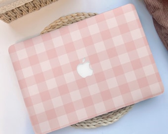 Light Pink Basic Plaid New MacBook Case for MacBook Air 2020 Case, MacBook Air 13 M1/ M2, Pro 13/14/15/16 inch, Retina Air MacBook 2021