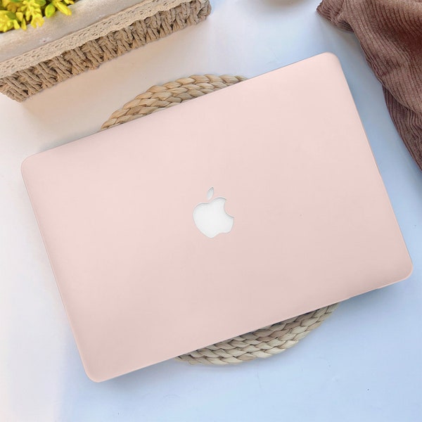 Rose Rose Solid Color Simple Hard Case Cover pour MacBook Air 13 Macbook Pro 13 14 16 15 Air 13 12 pouces Laptop Protective Sleeve Idea Cadeau