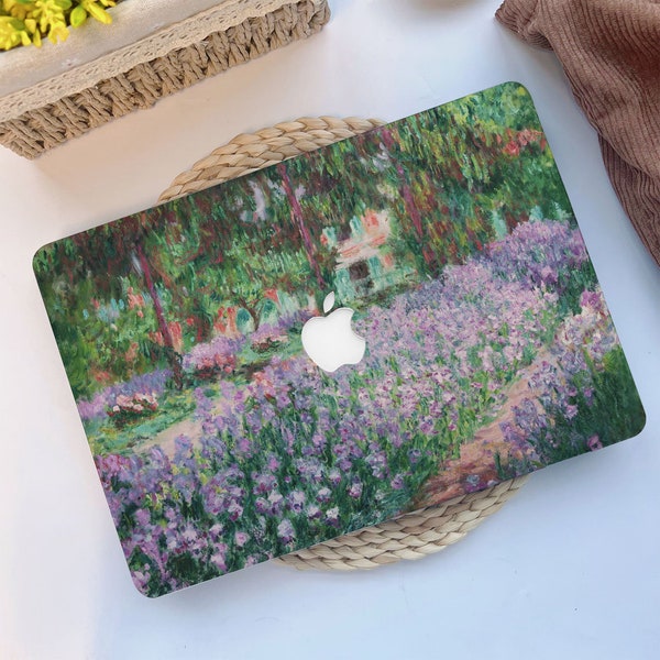Art MacBook Case Floral Purple Flowers Iris Nature Painting for MacBook Air 13, 11 Inch, MacBook Pro 13/15/16 inch, Retina Air MacBook 2021
