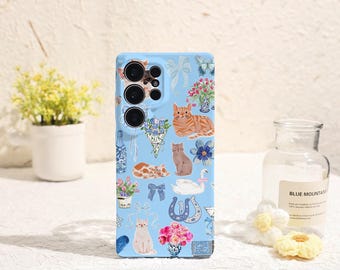 Blue Collage Samsung Phone Case Phone Case for Samsung Galaxy S25 S24 S23 S22 Plus Ultra Galaxy S Phone Case Galaxy A Phone Case