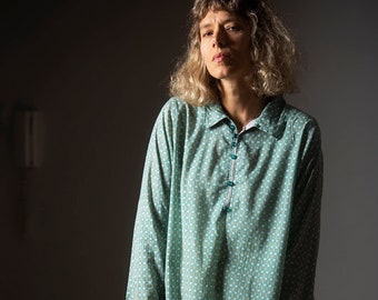 Lässiges Baumwollkleid, Tunika / Handgemachtes Kleid / 90er Jahre Kleid / Größe L / Oversize