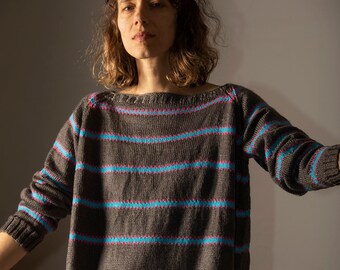 Handmade Wool pullover from 70-80s made in Norway/warm wool sweater / vintage pullover/size L