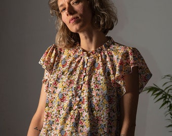Vintage shirt from the 80s / retro floral shirt made id Germany/ vintage short-sleeved shirt/size S-M