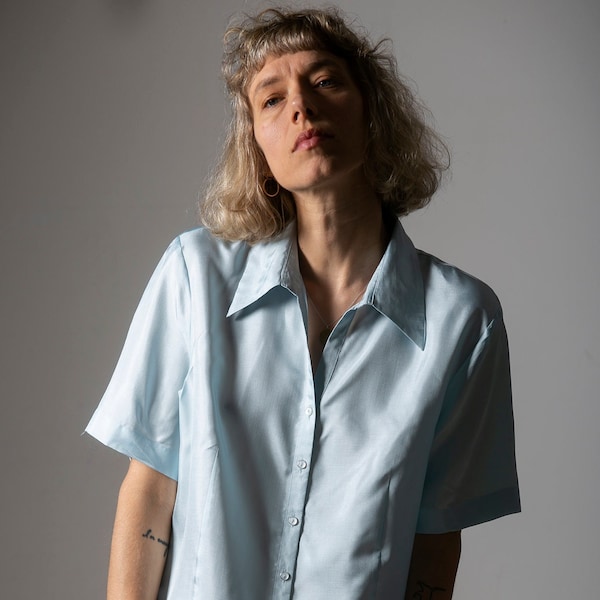 Mint vintage shirt /shirt from the 80-90s / women's casual blouse/ retro summer shirt/size L/oversize