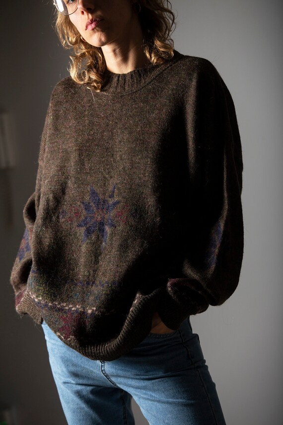 Vintage pullover brown / unisex alpaca and wool sw