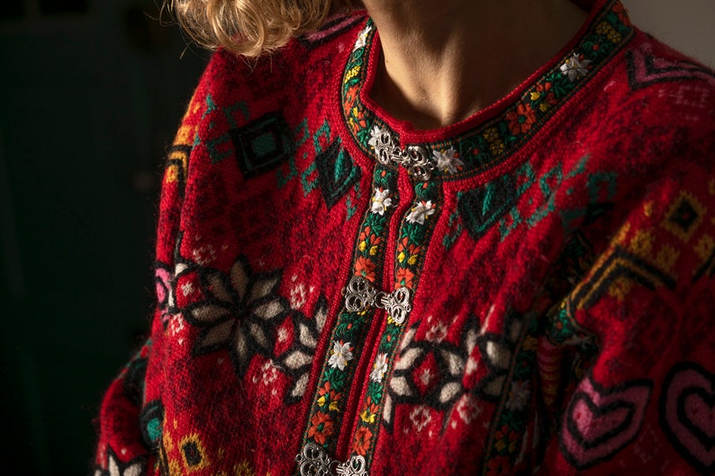 VRIKKE Irene Haugland woolen cardigan/sweater from the 80-90s / retro wool sweater/oversize/size S-M zdjęcie 8
