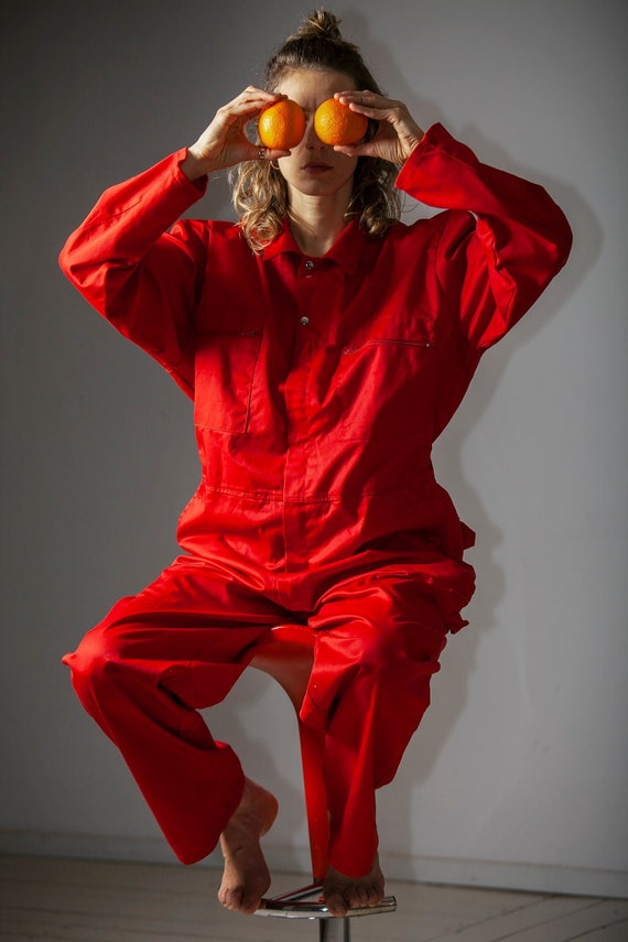 Vintage Red Jumpsuit / Etsy